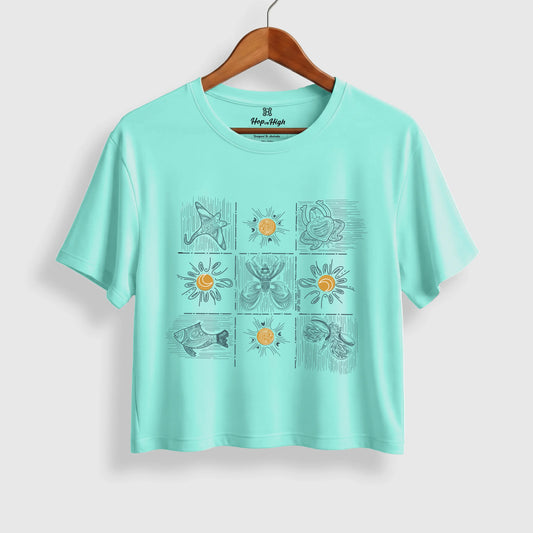 Nature Grid Crop Top