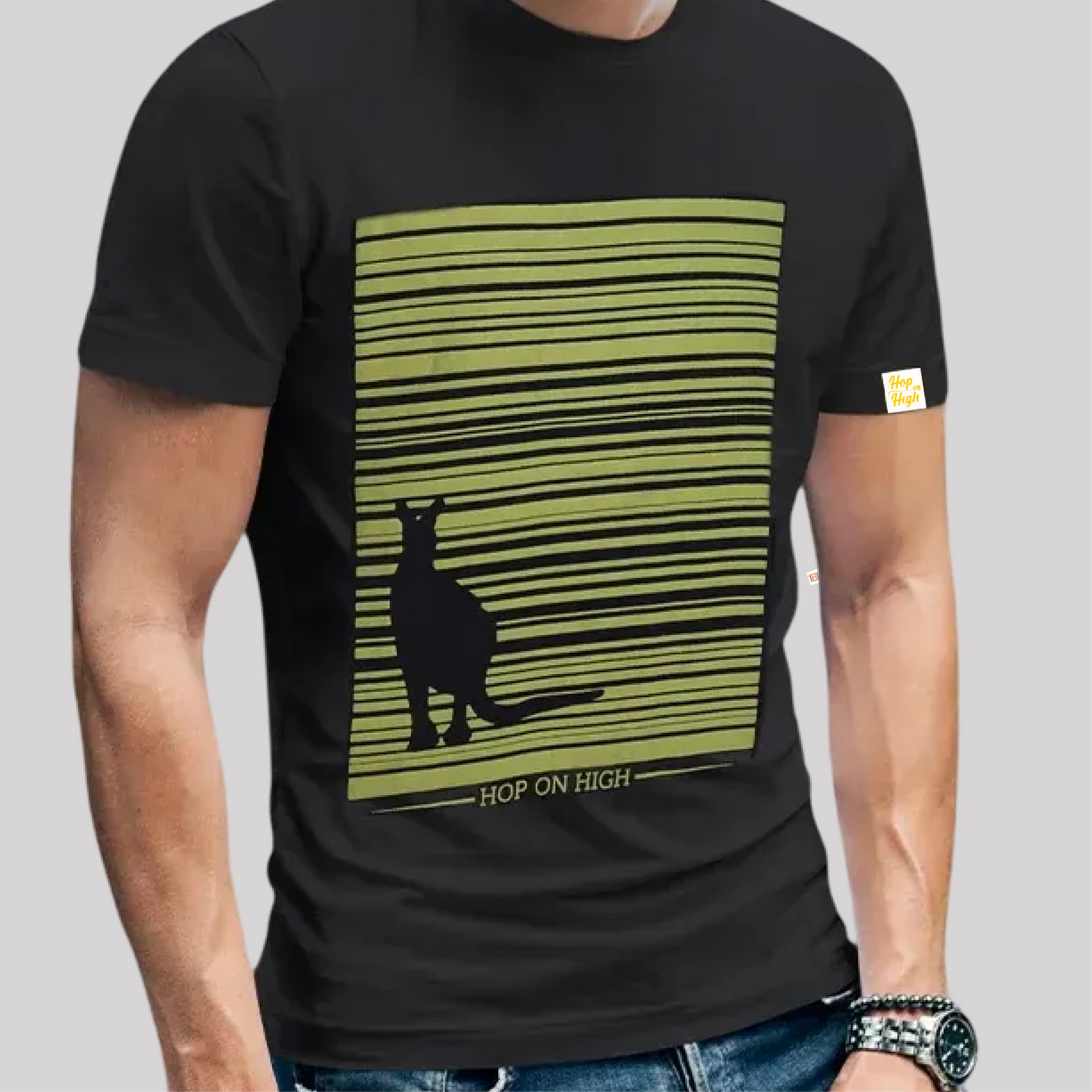 Kangaroo with bold green lines