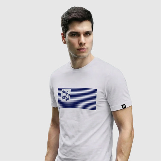 White tshirt with Blue stripes for Men