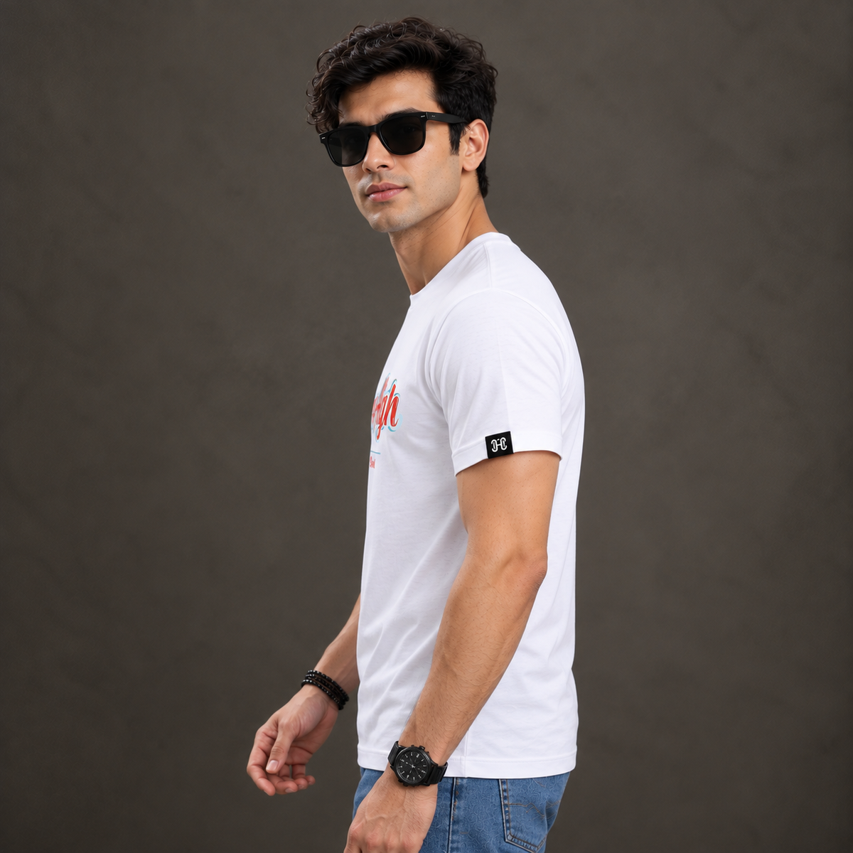 White Tshirt in brand name for Men