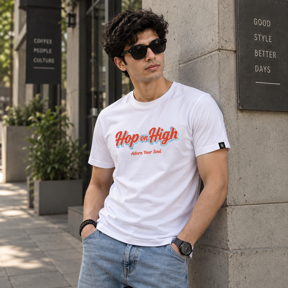White Tshirt in brand name for Men