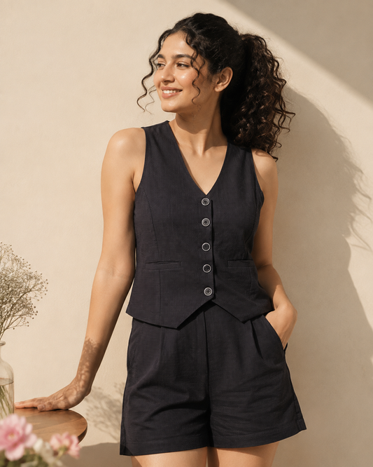 Checkered Belgian Linen Co-ord Set