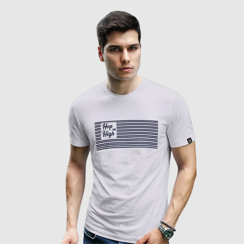 White tshirt with Blue stripes for Men