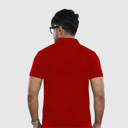 Red Polo Tee with Embroidered Kangaroo