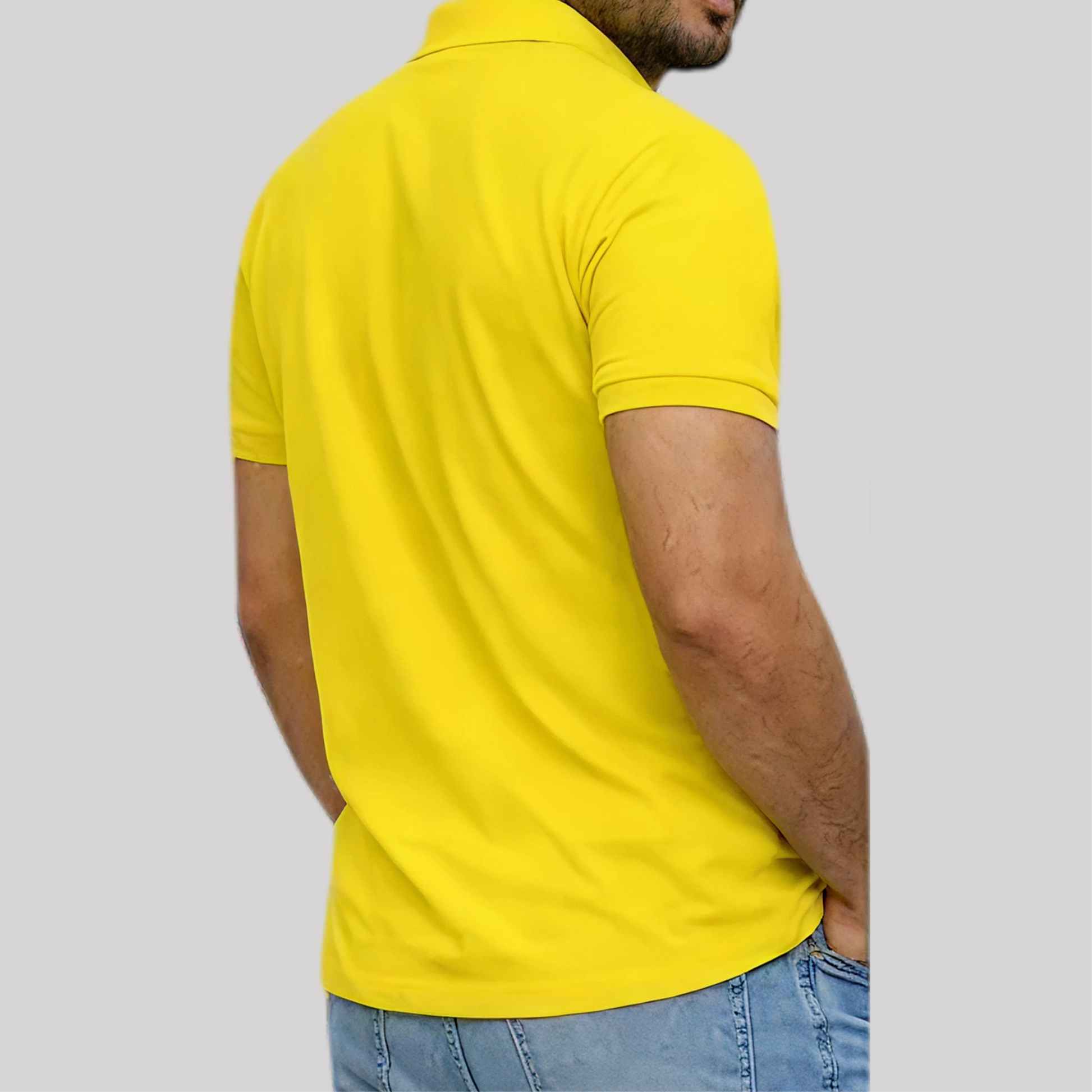 yellow polo shirt with embroidered kangaroo