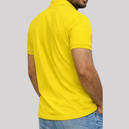 yellow polo shirt with embroidered kangaroo