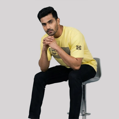 Lemmon yellow t-shirt with blue lines