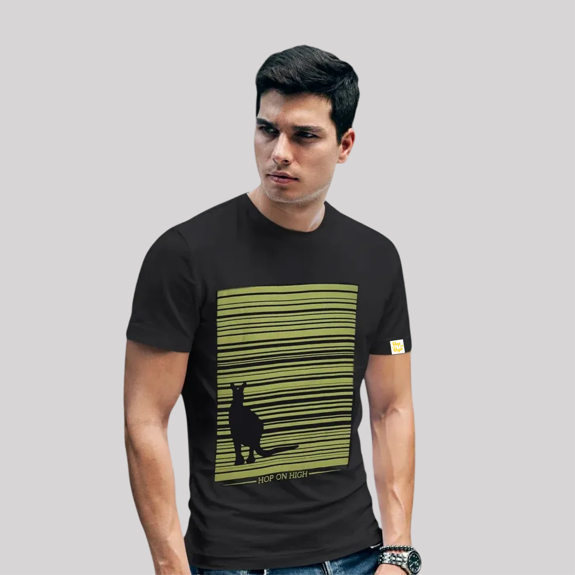 
Kangaroo with bold green lines