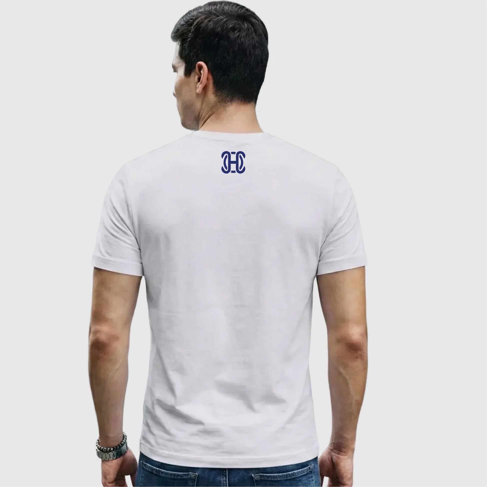 White tshirt with Blue stripes for Men