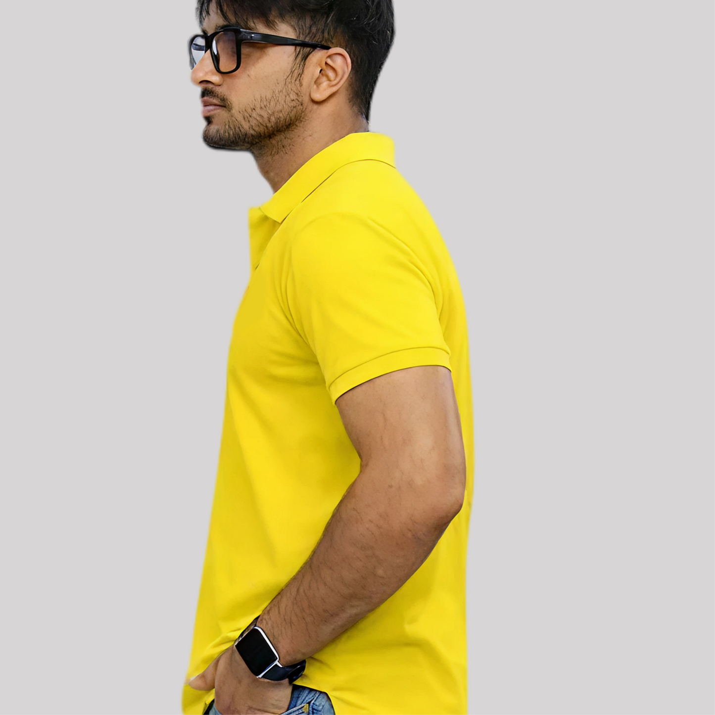 yellow polo shirt with embroidered kangaroo