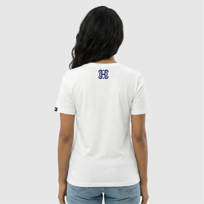 White tshirt with Blue stripes for Women