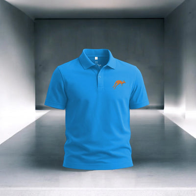Turquoise Polo Tee with Embroidered Kangaroo