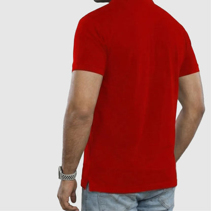 Red Polo Tee with Embroidered Kangaroo
